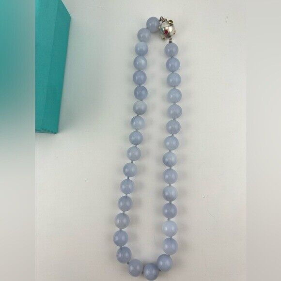 RARE Tiffany & Co. Etoile Blue Chalcedony Gemstone Necklace 18"