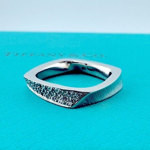 Tiffany & Co. 18k Diamond Torque Ring by Frank Gehry Size 4 in White Gold