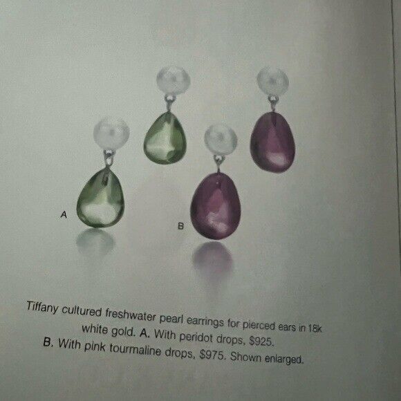 Tiffany & Co. Freshwater Cultured Pearl and Peridot Drop Earrings 18k White Gold