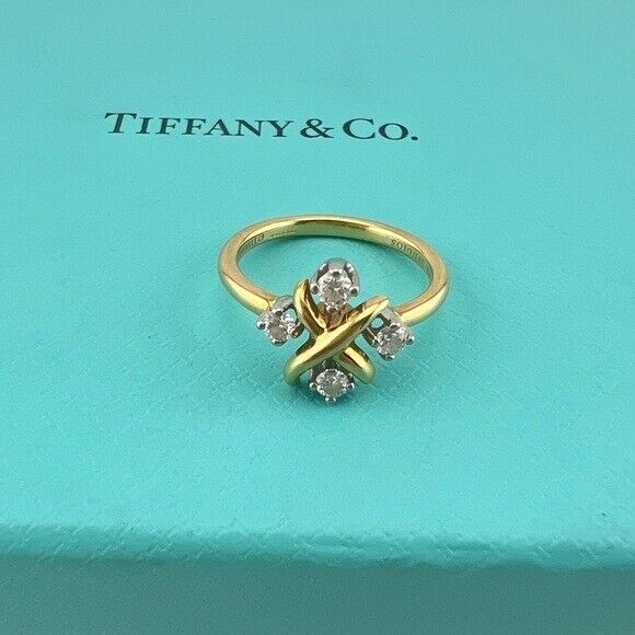 Tiffany & Co. Schlumberger Lynn Diamond Ring Two Tone: 18k, Platinum Size 5