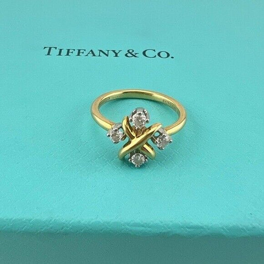 Tiffany & Co. Schlumberger Lynn Diamond Ring Two Tone: 18k, Platinum Size 5