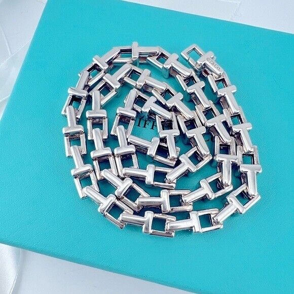 RARE Tiffany & Co. Wide T Link Necklace Sterling Silver 18.5"