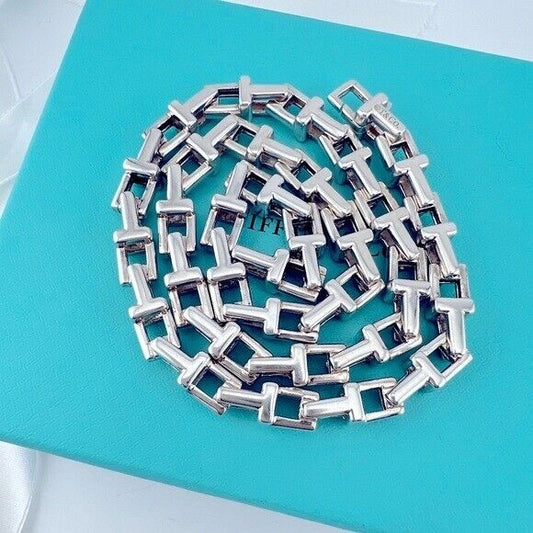 RARE Tiffany & Co. Wide T Link Necklace Sterling Silver 18.5"