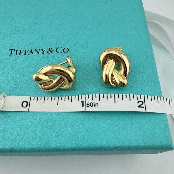 1982 Vintage Tiffany & Co. 18k Pretzel Twist Love Knot Clip Earrings