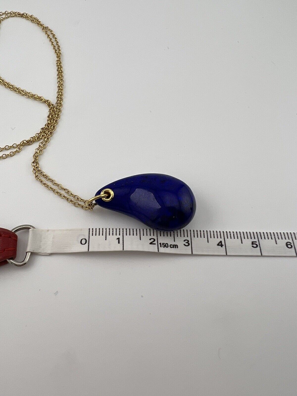 Tiffany & Co. Large Lapis Lazuli Teardrop Necklace 18k Yellow Gold 24"