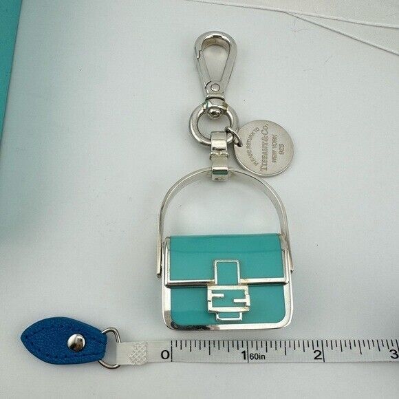 RARE Tiffany x FENDI Pico Baguette Charm in Silver Tiffany Blue Enamel Finish
