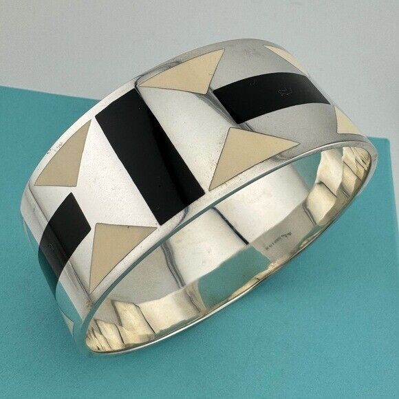 RARE Tiffany & Co. Zellige Geometric Deco Enamel Bangle Bracelet Paloma Picasso