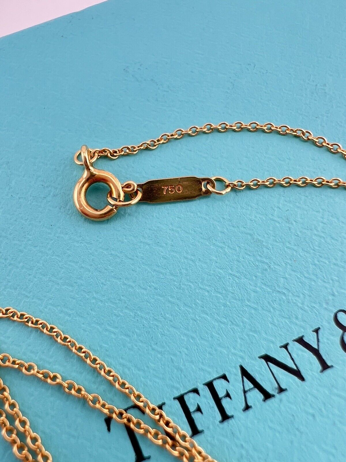 RARE Tiffany & Co. Mini Gift Box Necklace in 18k Yellow Gold 16.5"