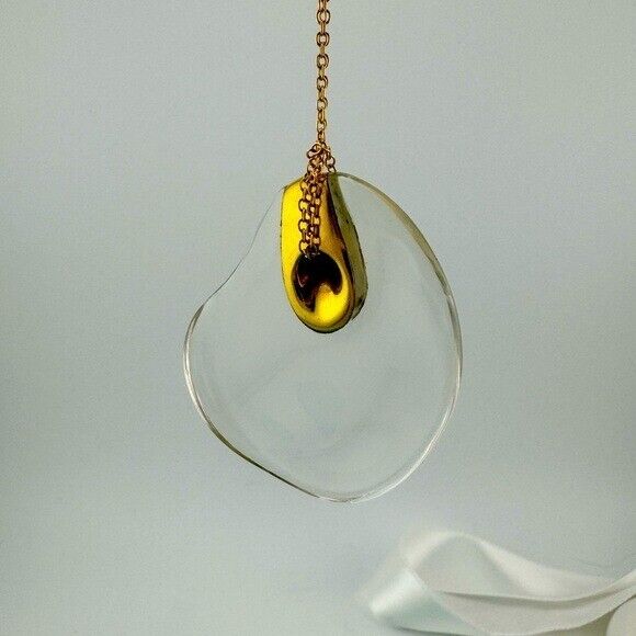 Vtg. Tiffany & Co. 18k Elsa Peretti Freeform Rock Crystal Pendant Necklace