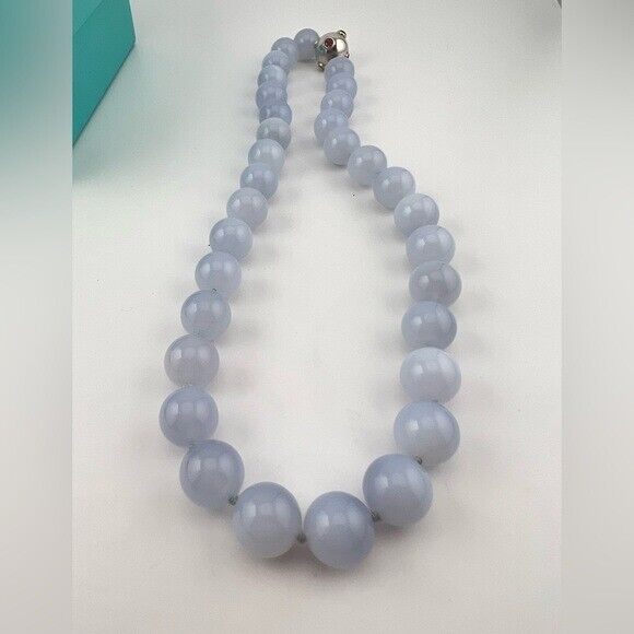 RARE Tiffany & Co. Etoile Blue Chalcedony Gemstone Necklace 18"