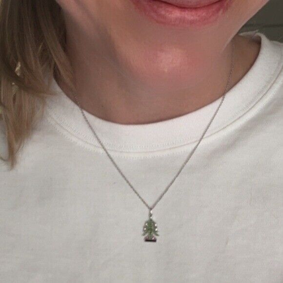 RARE Tiffany & Co. Platinum Christmas Tree Charm Necklace 16"