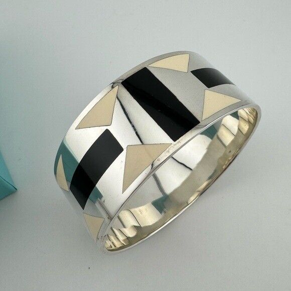 RARE Tiffany & Co. Zellige Geometric Deco Enamel Bangle Bracelet Paloma Picasso