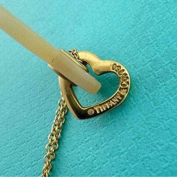 Retired Tiffany & Co. 18k  Mother of Pearl Heart Charm Necklace 16"