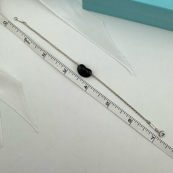 RARE Tiffany & Co. Black Jade Bean Bracelet Sterling Silver by Elsa Peretti