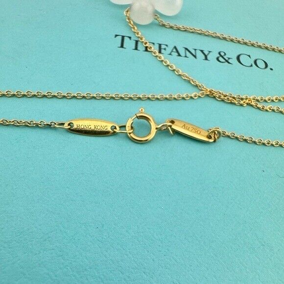 Tiffany & Co. Elsa Peretti White Jade Cross Necklace 18k Yellow Gold 16"