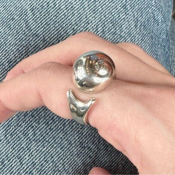 RARE Vtg. Tiffany & Co. Snail Cocktail Ring Elsa Peretti Sterling Silver