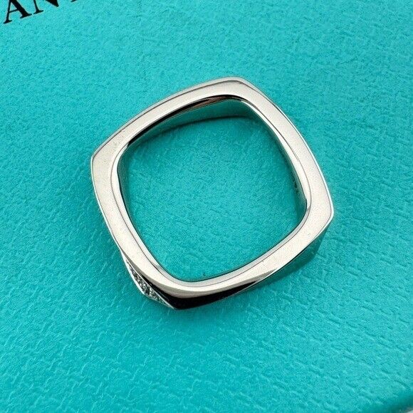 Tiffany & Co. 18k Diamond Torque Ring by Frank Gehry Size 4 in White Gold