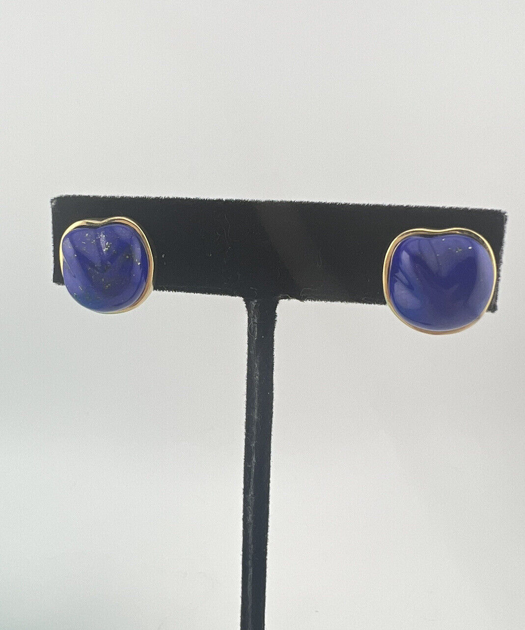 Vtg. Tiffany & Co Elsa Peretti 18k Gold Lapis Lazuli Nugget Clip Earrings 14g