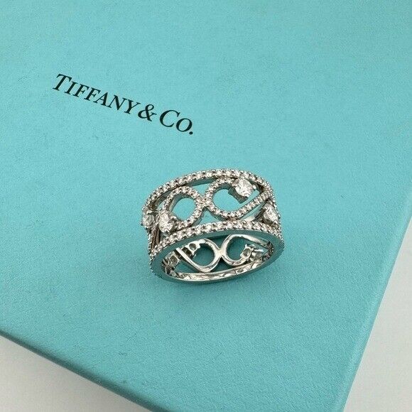 RARE Tiffany & Co. Diamond Enchant Scroll Ring in Platinum Retired 1.3 TCW