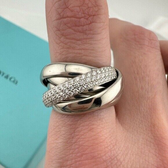 +$15,000 Tiffany & Co. Diamond Paloma's Melody Five-Band Ring in 18k White Gold