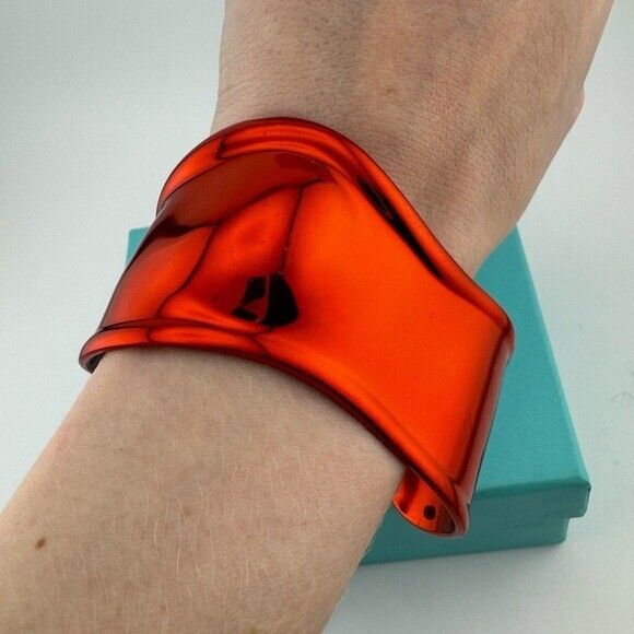 RARE Tiffany & Co. Limited Edition Red Elsa Peretti Bone Cuff, Small Motif