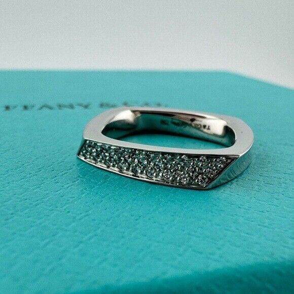 Tiffany & Co. 18k Diamond Torque Ring by Frank Gehry Size 4 in White Gold