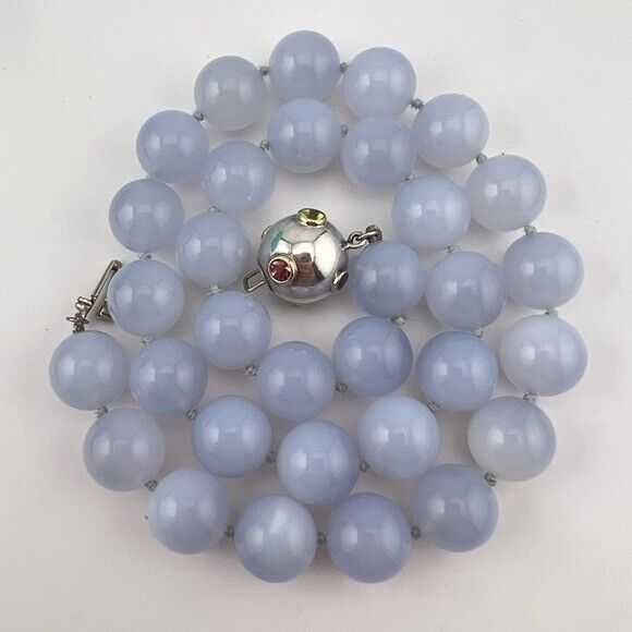 RARE Tiffany & Co. Etoile Blue Chalcedony Gemstone Necklace 18"