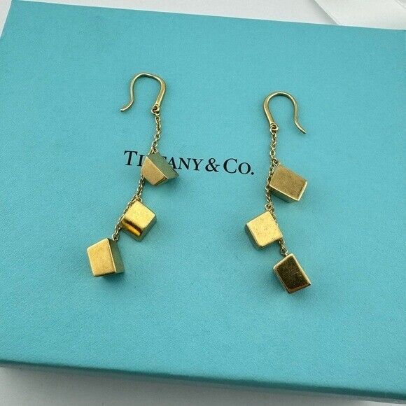 Tiffany & Co. Frank Gehry Torque Drop Earrings 18k Yellow Gold RARE