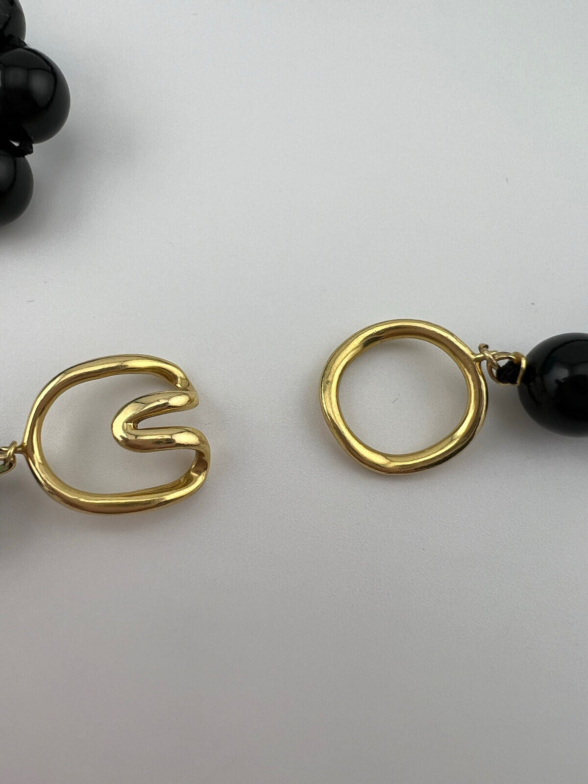1990 Vintage Tiffany & Co. 18k Onyx Bead Necklace w Yellow Gold Accents