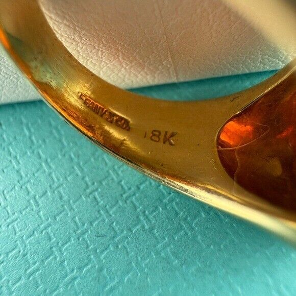Vintage Tiffany & Co. 18k Fire Opal Cocktail Ring Paloma Picasso Yellow Gold