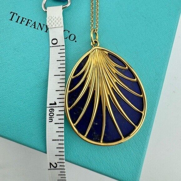 RARE Tiffany & Co. Lapis Lazuli Villa Paloma Palm Necklace 18k Yellow Gold 30"