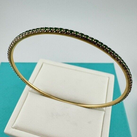 RARE Tiffany & Co. 18k Tsavorite Metro Bangle in Yellow Gold