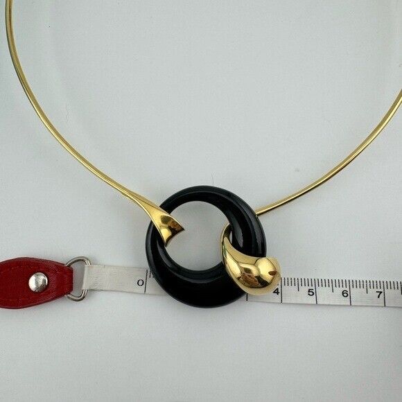 Vintage Tiffany & Co. Elsa Peretti 18k Wire Collar Hook with Carved Black Jade