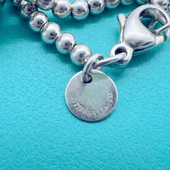 RARE Tiffany & Co. Hardwear Modern Bead Station Necklace Sterling Silver 37” Vtg