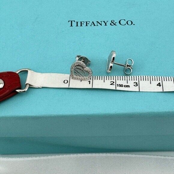 RARE Tiffany & Co. 18k Mini Return to Tiffany Diamond Earrings White Gold