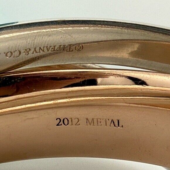 SUPER RARE Tiffany & Co. 1837 Interlocking Rubedo & Silver Bangles Bracelet