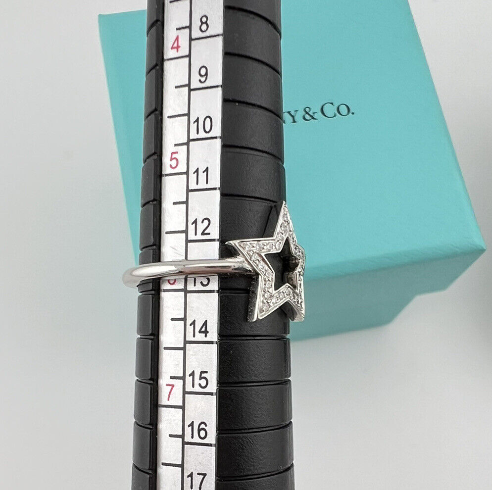 RARE Tiffany & Co. Platinum Star Pave Diamond Ring Size 6