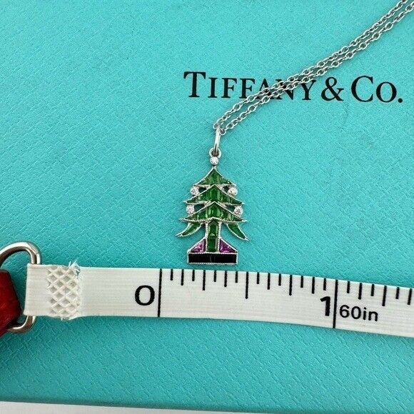RARE Tiffany & Co. Platinum Christmas Tree Charm Necklace 16"