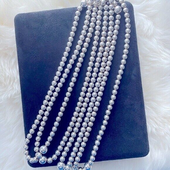 RARE Tiffany & Co. 87” Mutli Size HardWear Ball Necklace Sterling Silver
