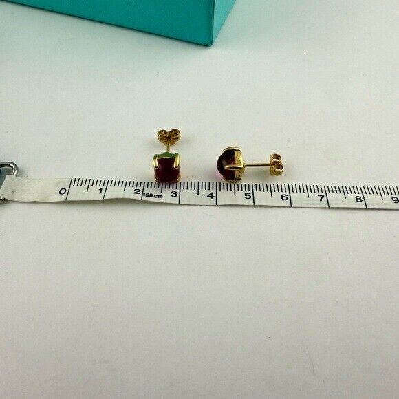 RARE Tiffany & Co Rubellite Sugar Stack Earrings 18k Yellow Gold Paloma Picasso