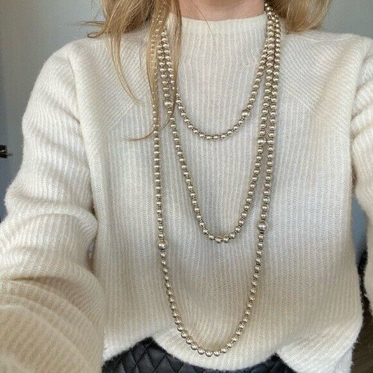 RARE Tiffany & Co. 87” Mutli Size HardWear Ball Necklace Sterling Silver