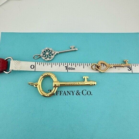 Tiffany & Co. 18k Rose Gold Mini Heart Key Charm Pendant 2.4g
