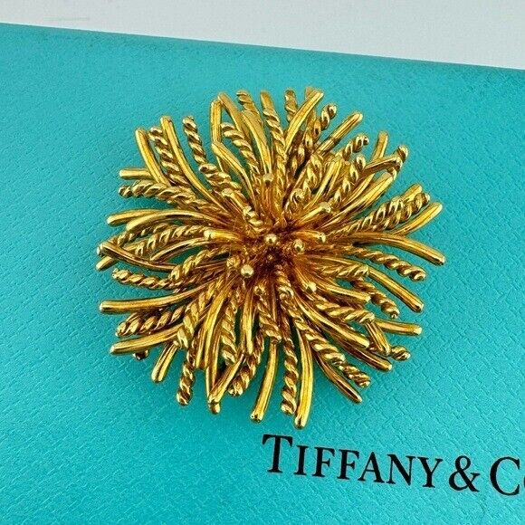 Vintage Tiffany & Co. Sea Urchin Pin Brooch 18k Yellow Gold 21g