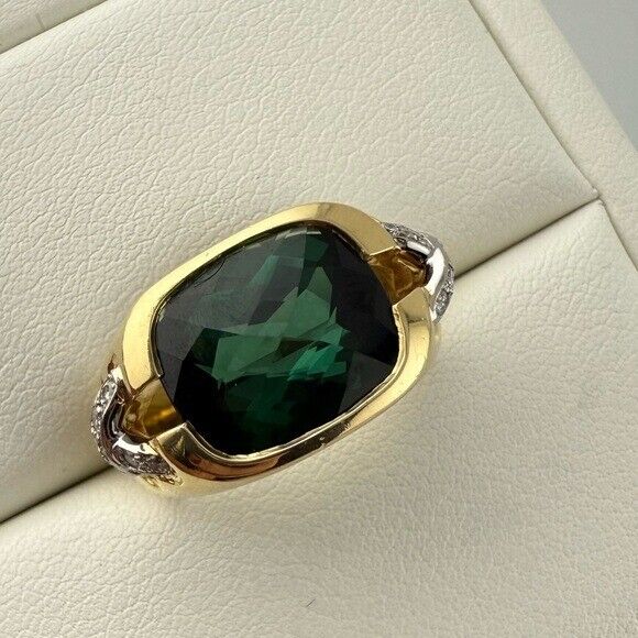RARE Tiffany & Co. Tourmaline Cocktail Ring with Pave Diamond X Size 5.25 14g