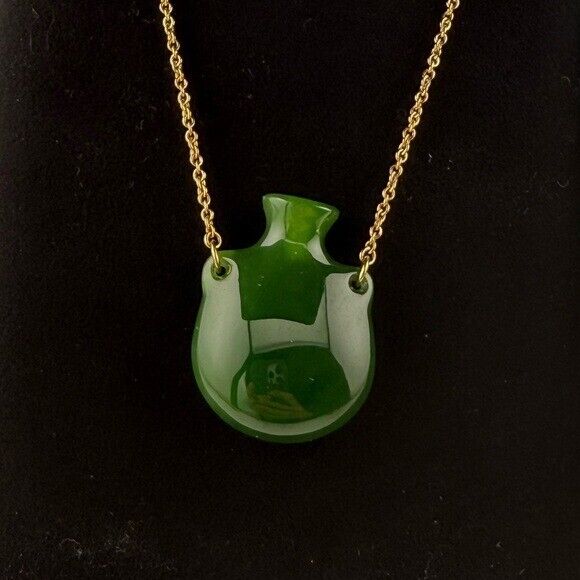 Tiffany & Co. 18k Elsa Peretti Bottle Green Jade Pendant in Yellow Gold