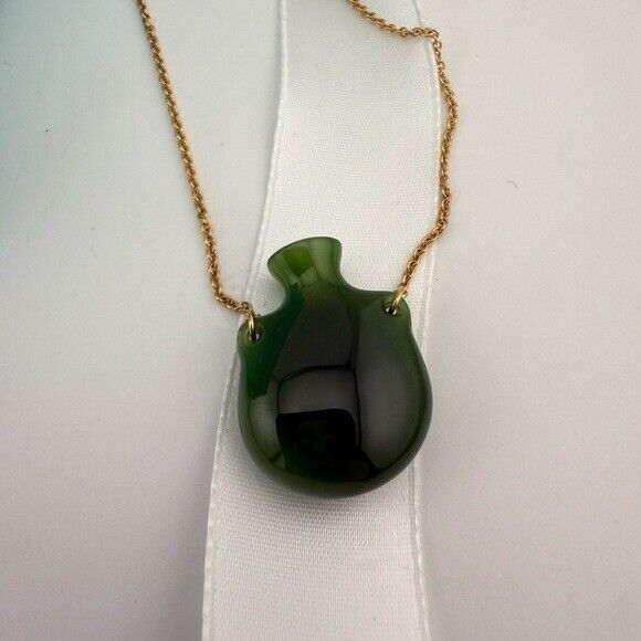 Tiffany & Co. 18k Elsa Peretti Bottle Green Jade Pendant in Yellow Gold