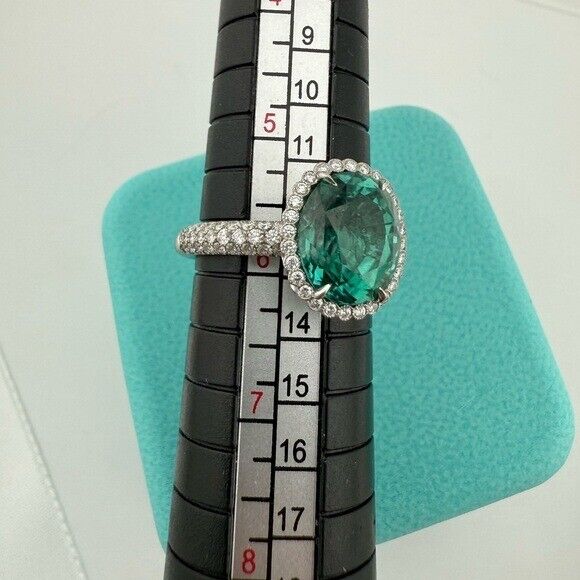 Tiffany & Co. Tourmaline Diamond Cocktail Ring Platinum Size 5.75