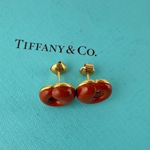 RARE Vintage Tiffany & Co. Jasper Eternal Circle Earrings 18k Yellow Gold