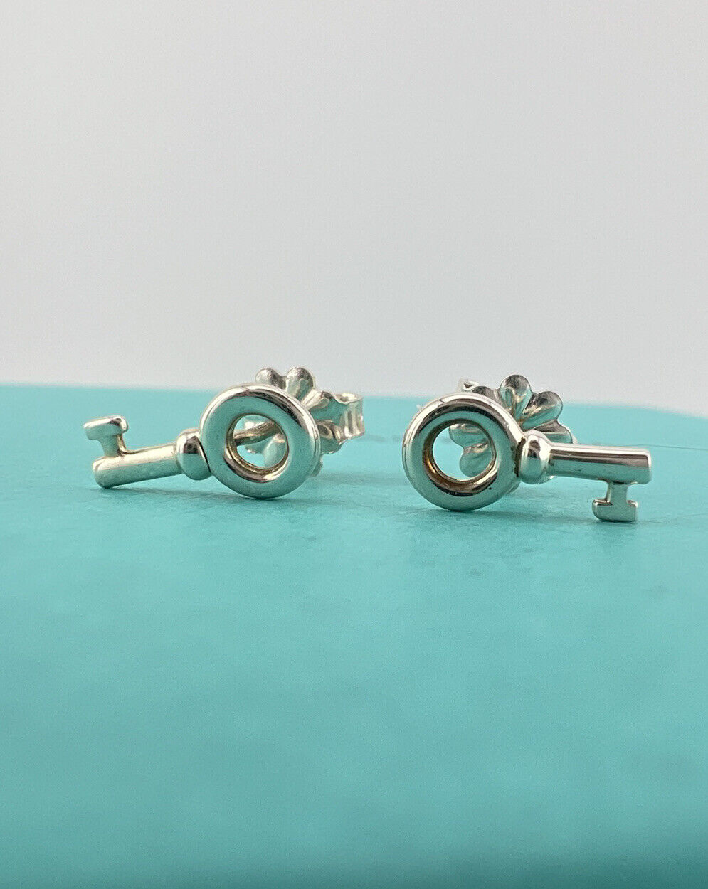 Tiffany & Co. Mini Key Stud Earrings, Sterling Silver, Retired