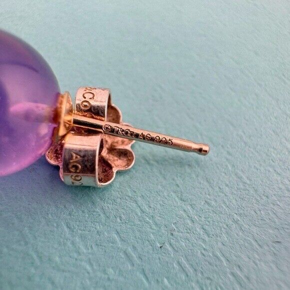 RARE Tiffany & Co. 8mm Amethyst Bead Earrings Sterling Silver
